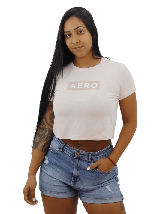 Camiseta Feminina aeropostale Cropped- Rosa