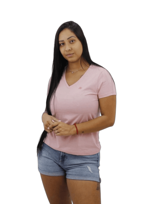 Camiseta feminina Gola V Aeropostale-Rosa