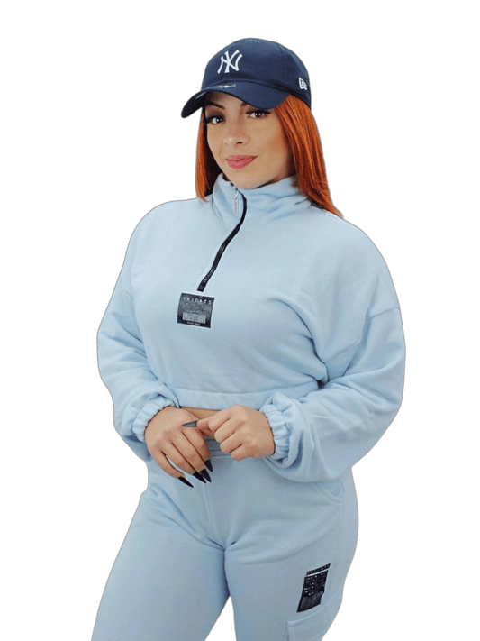 Conjunto Feminino Moletom Tricats- Azul