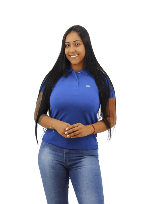Polo Lacoste Feminina-Azul