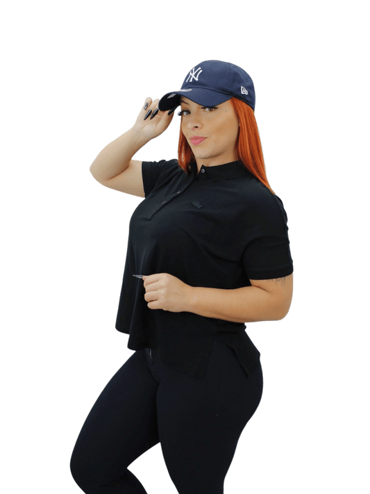 Polo Lacoste Feminina-Preta