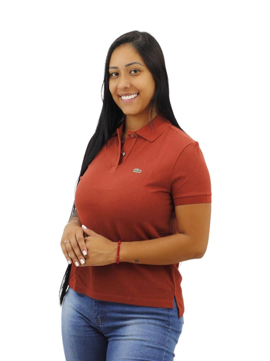Polo Lacoste Feminina-Terracota